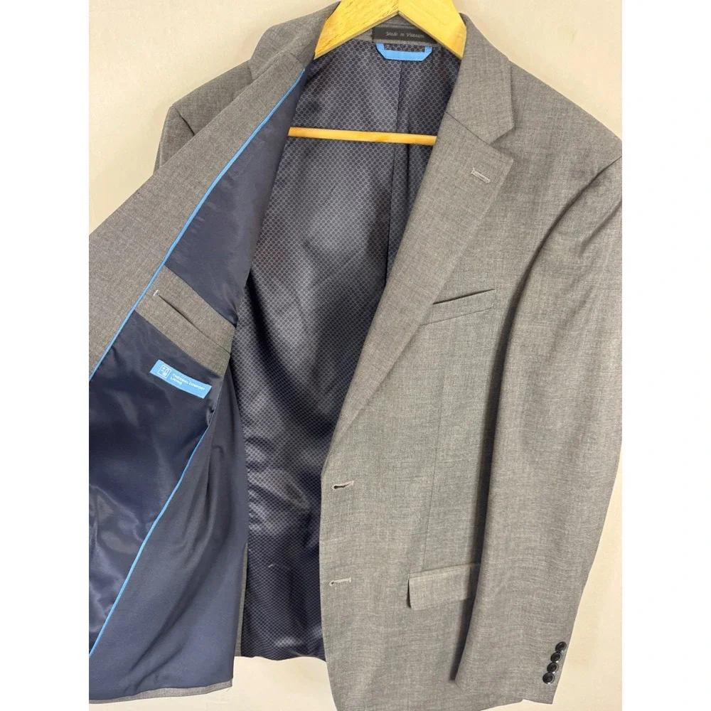 Van Heusen Mens Cool Flex Slim Fit‎ Blazer Gray Sport Coat 40L Tall